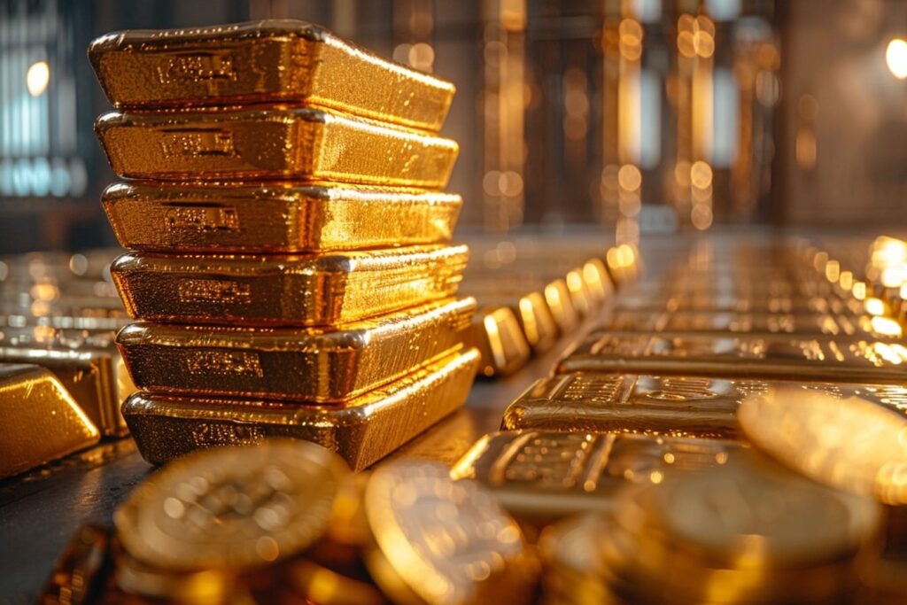 Or brillant sur fond noir