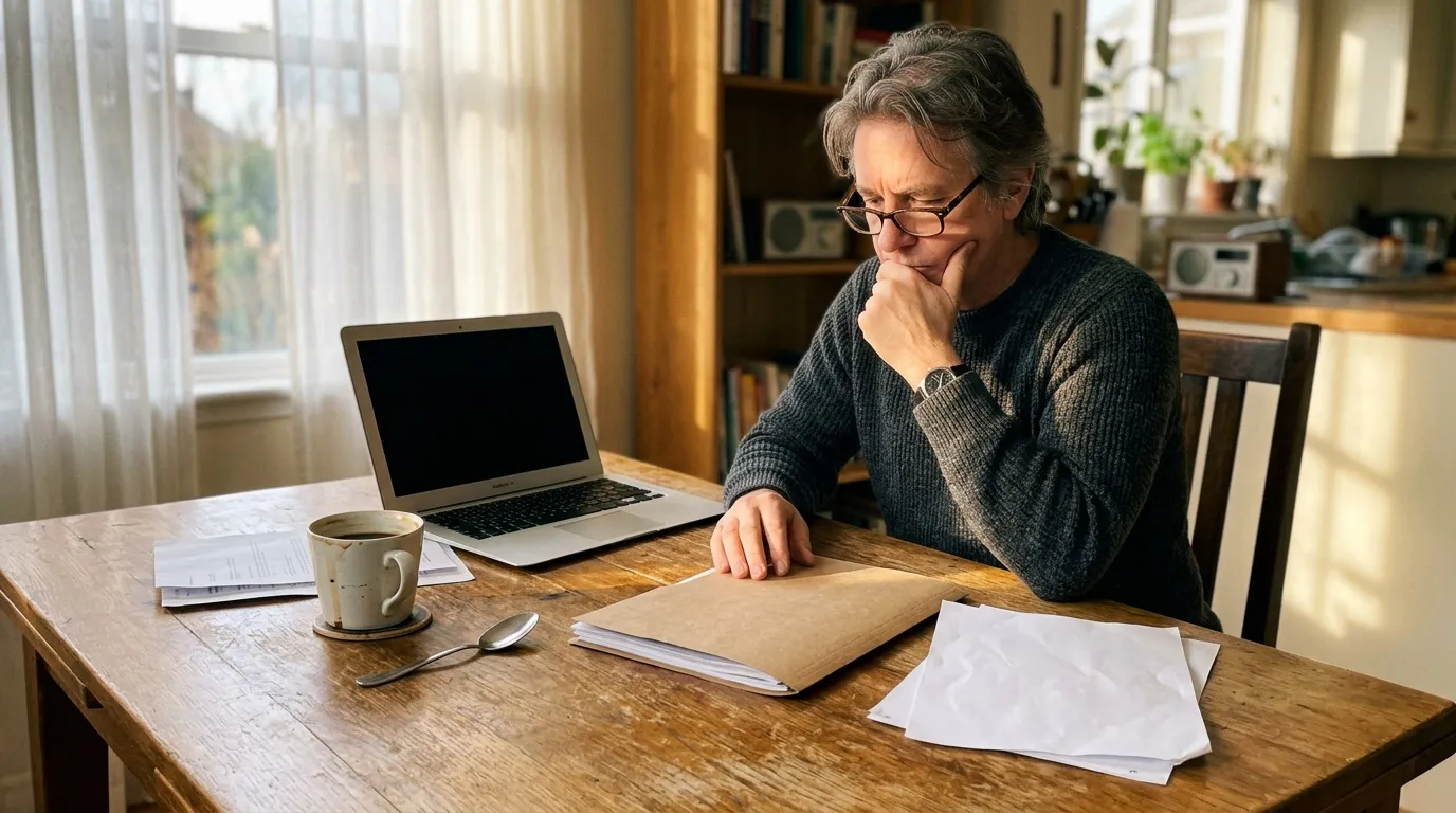 Femme réfléchie devant un ordinateur portable au bureau